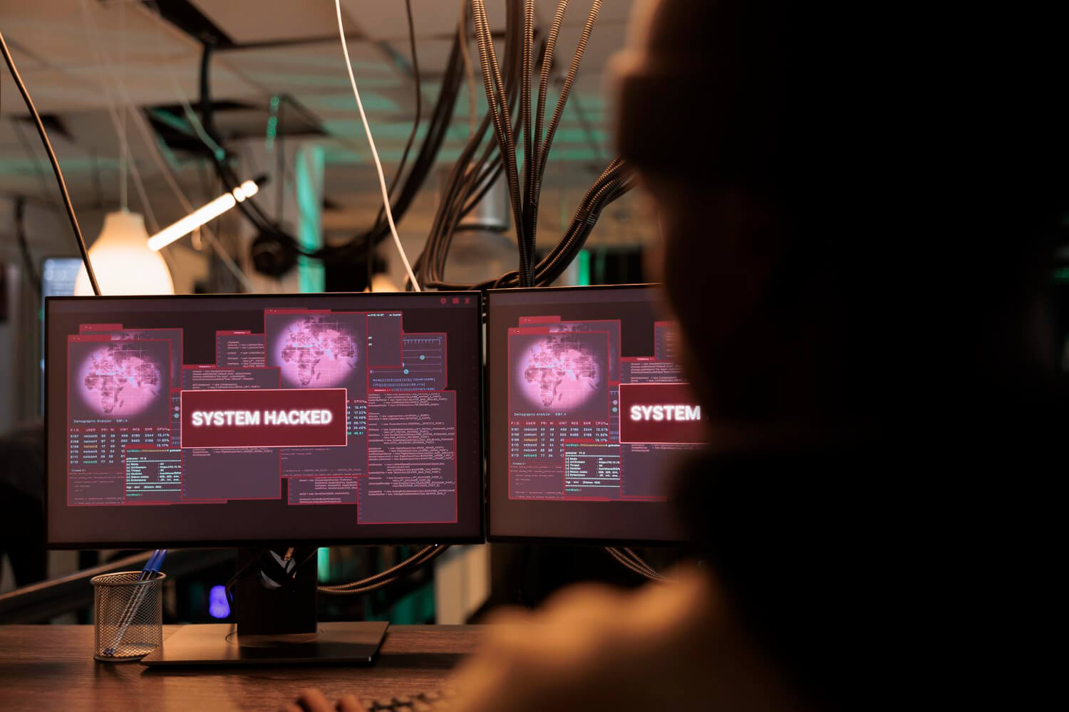 Abstract illustration of interconnected AI agents crossing a digital security boundary